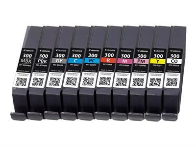 Canon PFI-MBK/PBK/CO/GY/R/C/M/Y/PC/PM 10 Ink Cartridge Multipack - pack de 10 - gris, jaune, cyan, magenta, rouge, noir mat, photo noire, photo cyan, photo magenta, optimiseur de couleurs - original - rservoir d\'encre