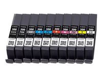 Canon PFI-MBK/PBK/CO/GY/R/C/M/Y/PC/PM 10 Ink Cartridge Multipack - pack de gris, jaune, cyan, magenta, rouge, noir mat, photo noire, optimiseur couleurs original reservoir d'encre