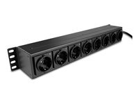 Lindy Unité de distribution d'alimentation (rack-montable) - prises schuko, horizontales, avec interrupteurs - CA 250 V - 3500 Watt - entrée: CEE 7/4 - connecteurs de sortie: 8 (power CEE