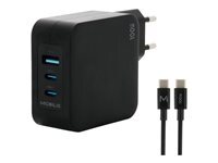 Mobilis adaptateur secteur - rapide, gan - USB, 2 x USB-C - 100 Watt