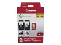 Canon PG-560XL/CL-561XL Photo Value Pack - pack de 2 -  rendement lev - noir, couleur (cyan, magenta, jaune) - original - brillant - jeu de papier / cartouche d'encre