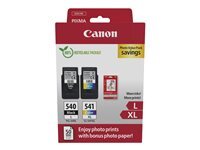 Canon PG-540L/CL-541XL Photo Value Pack - pack de 2 - a rendement eleve - noir, couleur (cyan, magenta, jaune) - original - brillant - reservoir d'encre/kit papiers