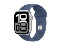 Apple Watch Series 10 (GPS) - aluminium argent - montre intelligente avec bande sport - denim - 64 Go