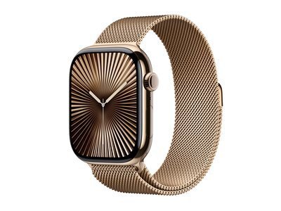 Apple Watch Series 10 (GPS + Cellular) - titane dor - montre intelligente avec boucle milanaise - or - 64 Go