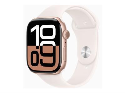Apple Watch Series 10 (GPS + Cellular) - aluminium rose or - montre intelligente avec bande sport - blush lger - 64 Go