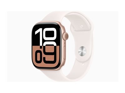 Apple Watch Series 10 (GPS + Cellular) - aluminium rose or - montre intelligente avec bande sport - blush lger - 64 Go