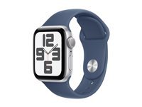 Apple Watch SE (GPS) 2e gnration - aluminium argent - montre intelligente avec bande sport - denim - 32 Go