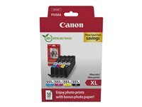 Canon CLI-551XL C/M/Y/BK Photo Value Pack - pack de 4 - XL - jaune, cyan, magenta, noir - original - reservoir d'encre/kit papiers