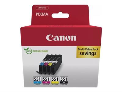 Canon CLI-551 BK/C/M/Y Multipack - pack de 4 - noir, jaune, cyan, magenta - original - rservoir d\'encre
