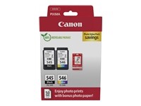 Canon PG-545 / CL-546 Value Pack - pack de 2 - noir, couleur (cyan, magenta, jaune) - original - jeu de papier / cartouche d'encre