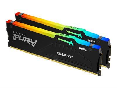 Kingston FURY Beast RGB - DDR5 - kit - 32 Go - DIMM 288 broches - 6000 MHz / PC5-48000 - mmoire sans tampon