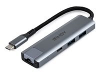 Hub Lindy 4 ports 10 Gbps USB 3.2 Gen 2 avec Ethernet gris aluminium - Image 3