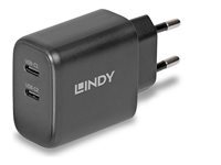 Chargeur Lindy USB 2 x Type C GaN avec prise UE 73438