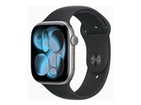 Apple Watch Series 11 (GPS) - espace gris en aluminium - montre intelligente avec bande sport - noir - 64 Go