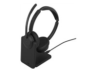 Jabra Evolve3 45 MS Stereo micro casque USB A via adaptateur Bluetooth USB C Microsoft Teams Certified Zoom Certified avec support de chargement