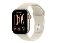 Apple Watch Series 12 (GPS) - aluminium dore clair - montre intelligente avec bande sport - sable - 64 Go
