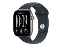 Apple Watch Series 12 (GPS) - espace gris en aluminium - montre intelligente avec bande sport - bleu marin - 64 Go