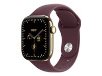 Apple Watch Series 12 (GPS + Cellular) - titane or rayonnant - montre intelligente avec bande sport - bordeaux - 64 Go