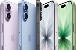 iPhone 17, face avant, face arrire, ct, cinq couleurs : lavande, brume, noir, blanc et sauge.