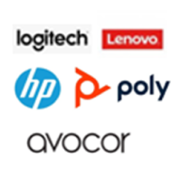 Logo logitec, Lenovo, hp, poly, avocor